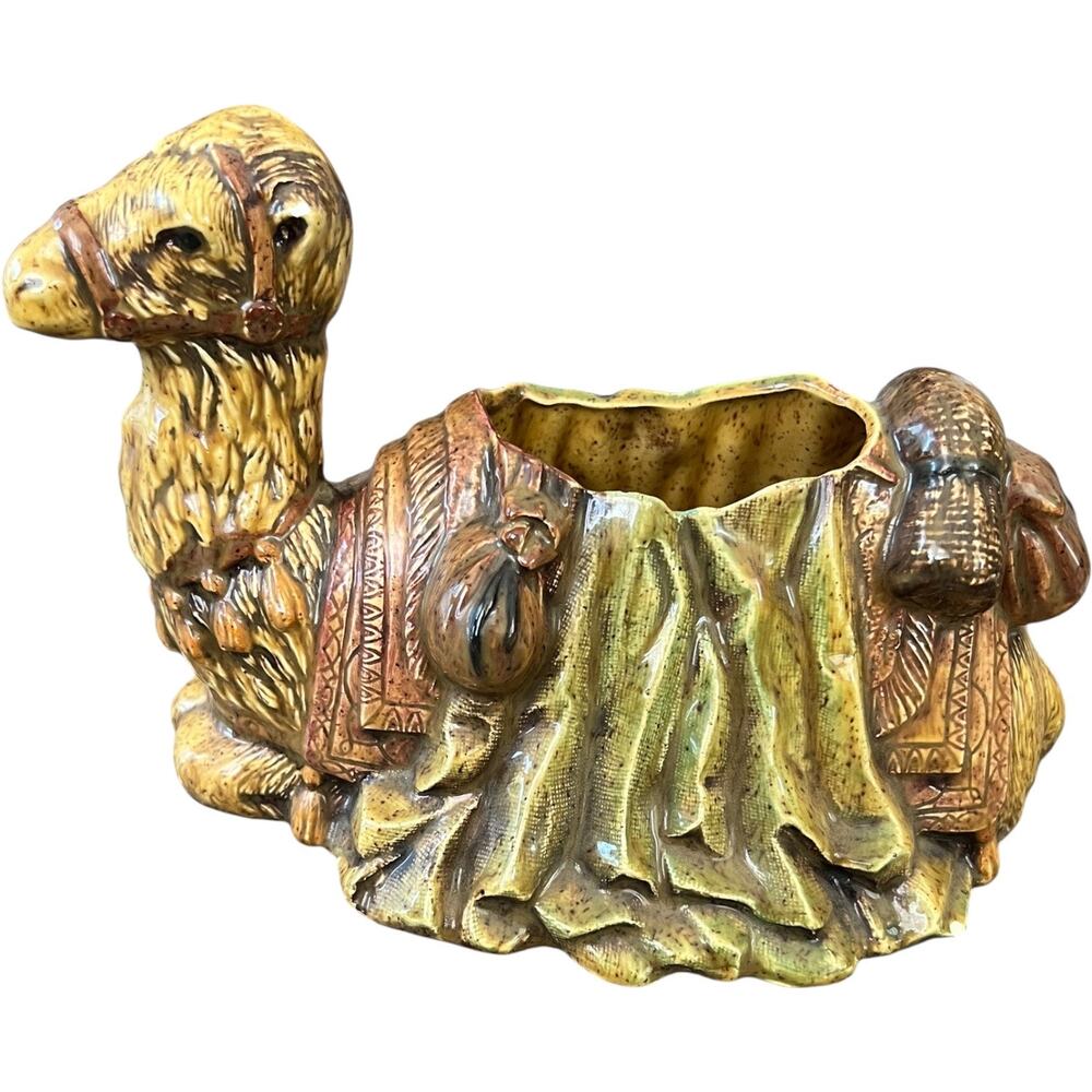 Vintage Ceramic Camel Planter Christmas Nativity Style Boho Desert MCM